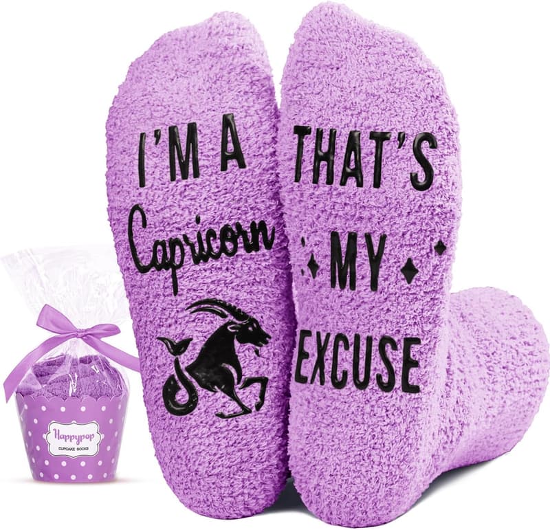 Zodiac Gifts for Women - Constellation Galaxy Fuzzy Socks