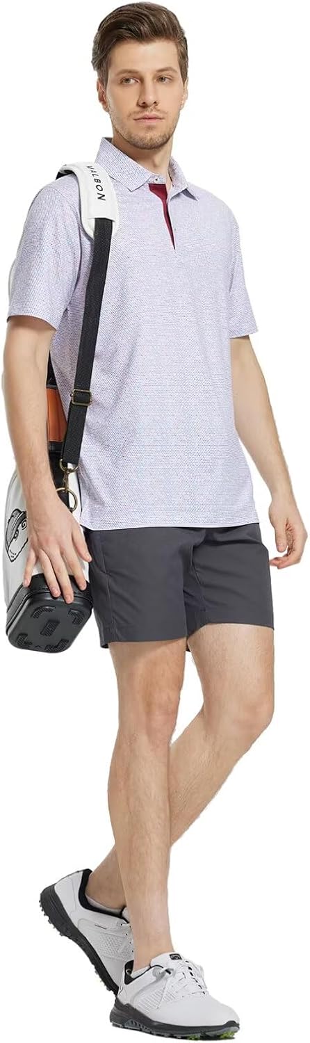 Men's Moisture-Wicking Golf Polo Shirt - Short Sleeve Print