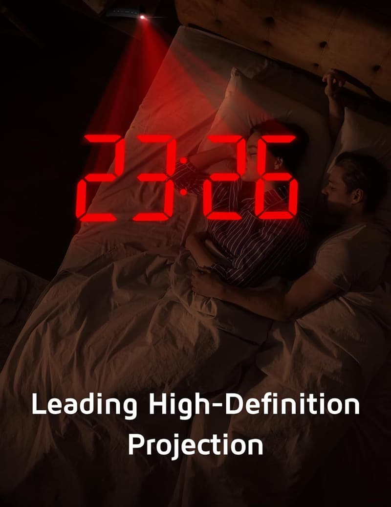 Digital Projection Alarm Clock with 180° Rotatable Projector