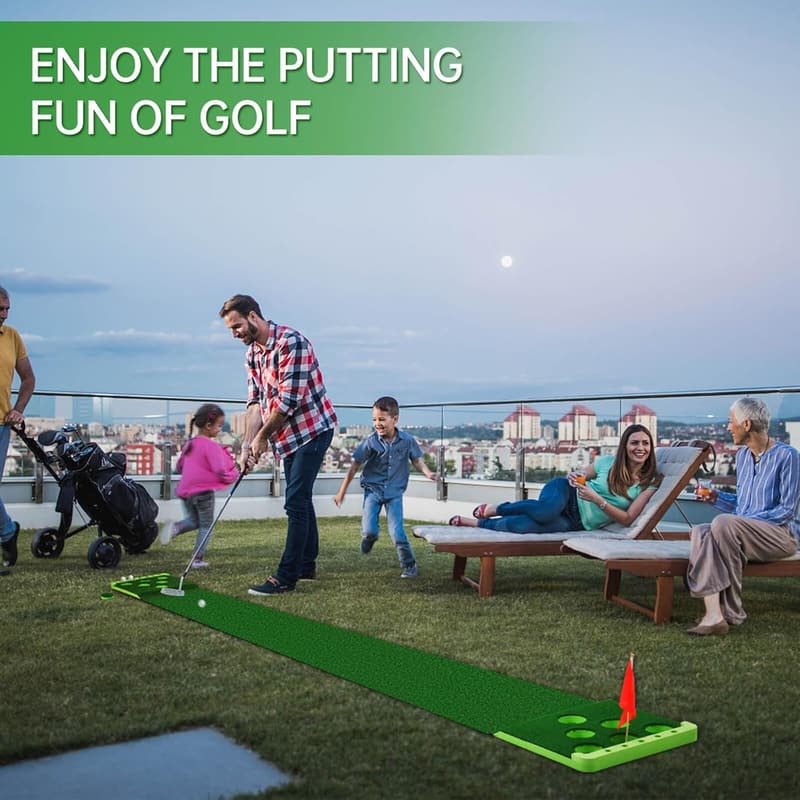 Indoor/Outdoor Golf Pong Putting Game Set with Mat and Accessories