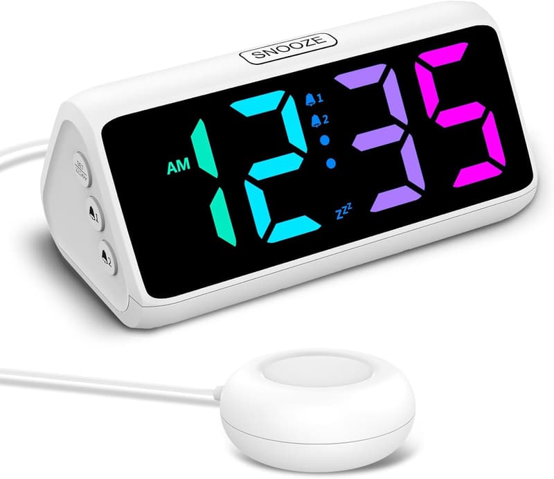 Vibrating Alarm Clock with Bed Shaker for Heavy Sleepers