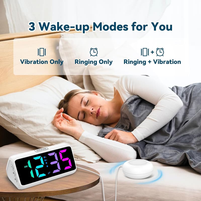 Vibrating Alarm Clock with Bed Shaker for Heavy Sleepers