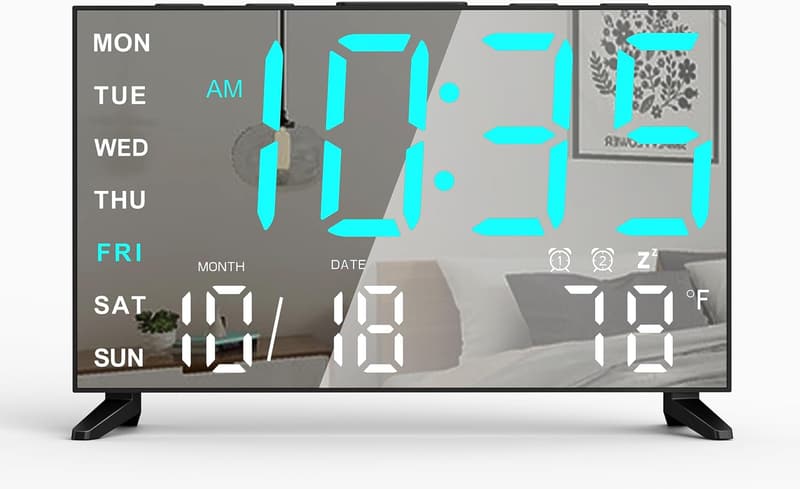 Digital Alarm Clock with USB Charging, Dual Alarms & Temperature Display