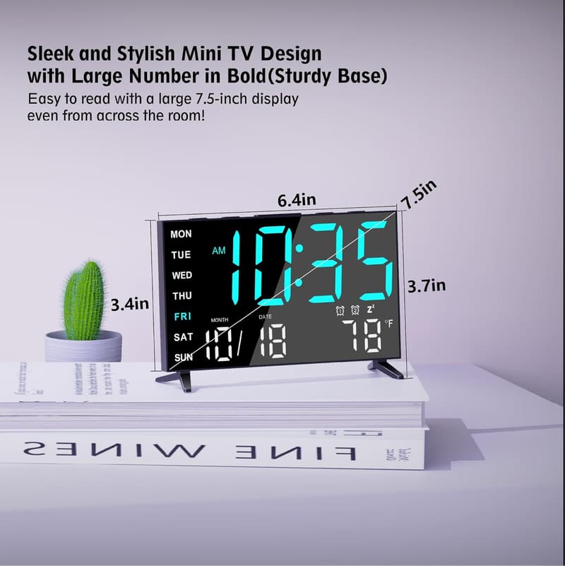 Digital Alarm Clock with USB Charging, Dual Alarms & Temperature Display