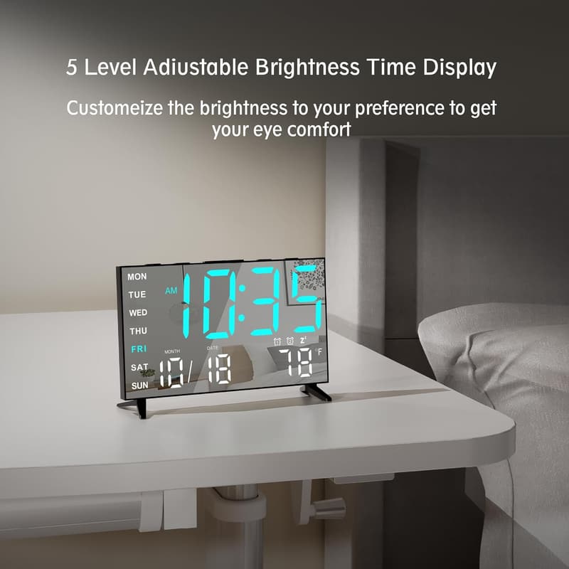 Digital Alarm Clock with USB Charging, Dual Alarms & Temperature Display