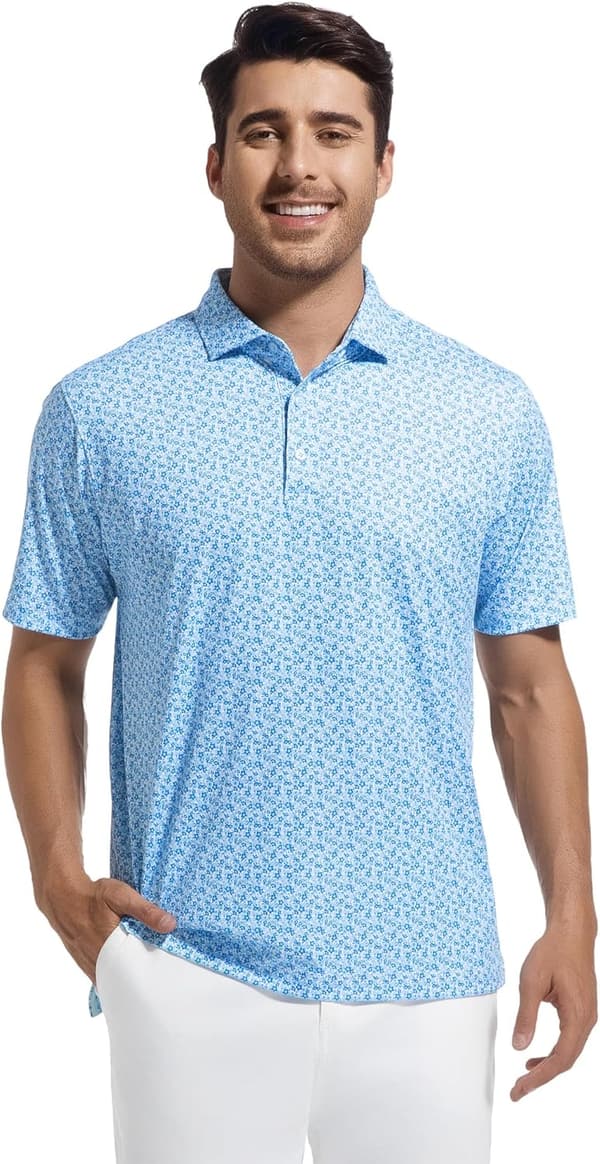 Men's Moisture-Wicking Golf Shirt with Classic Print
