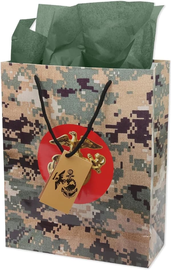 USMC Gift Bag with Camo Design and Marine Insignia