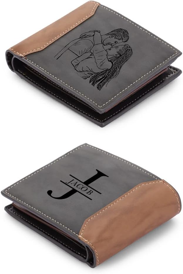 Personalized Leather Wallet for Men with Custom Photo