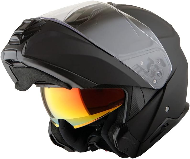Modular Full Face Motorcycle Helmet with Dual Visor - Matt Black