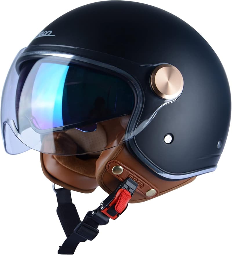 DOT Approved Open Face Motorcycle Helmet with Dual Visors
