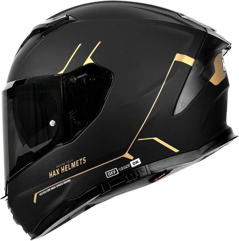Aerodynamic Full Face Helmet for Street & E-Bikes - Matte Black Gold