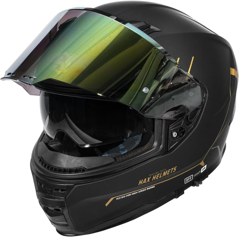 Aerodynamic Full Face Helmet for Street & E-Bikes - Matte Black Gold