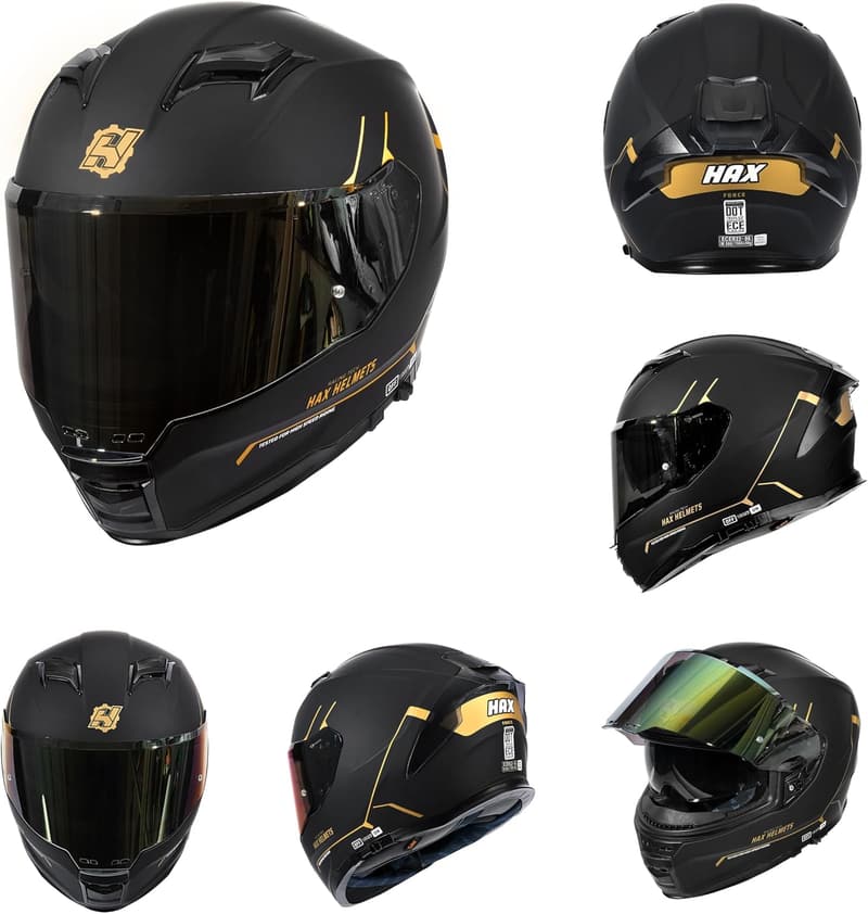 Aerodynamic Full Face Helmet for Street & E-Bikes - Matte Black Gold