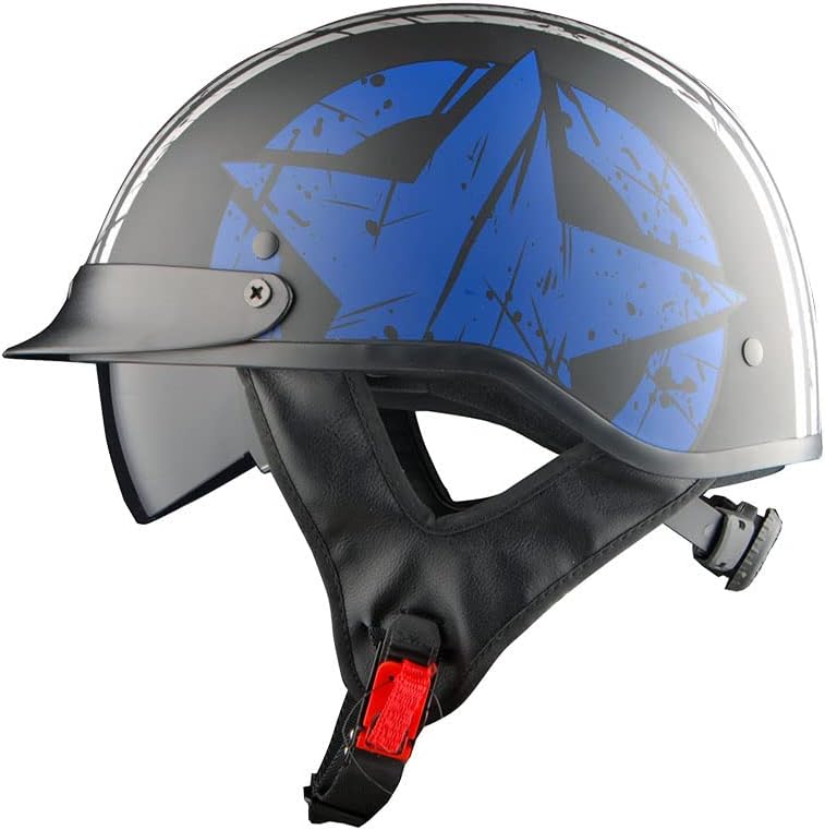 Half Face Motorcycle Helmet with Retractable Smoked Visor
