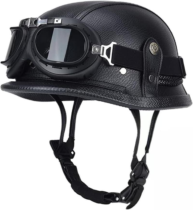Vintage Open Face Half Helmet for Men & Women - DOT Approved