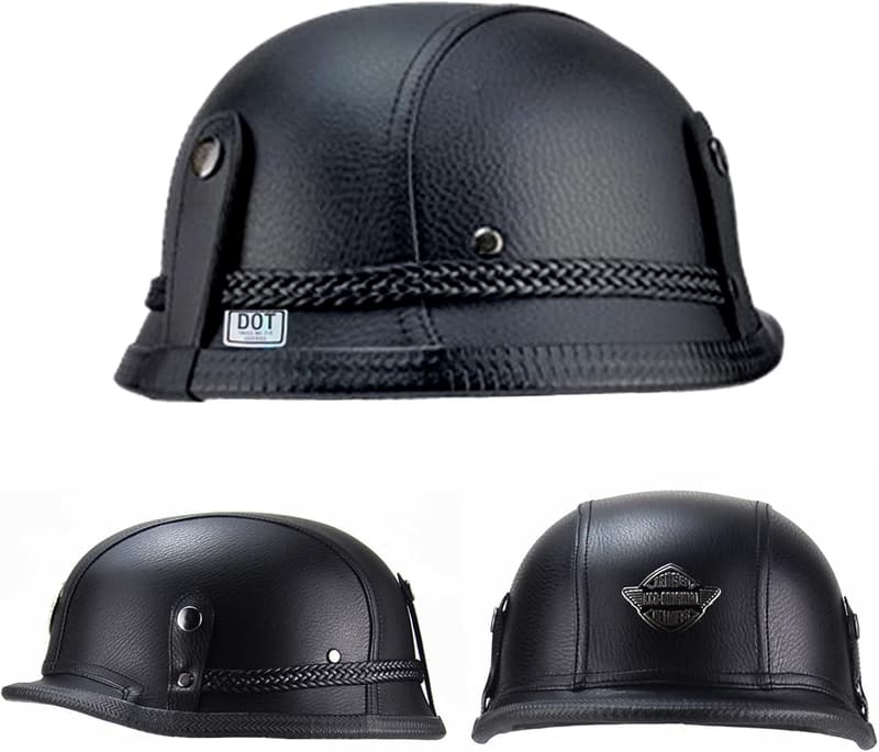 Vintage Open Face Half Helmet for Men & Women - DOT Approved
