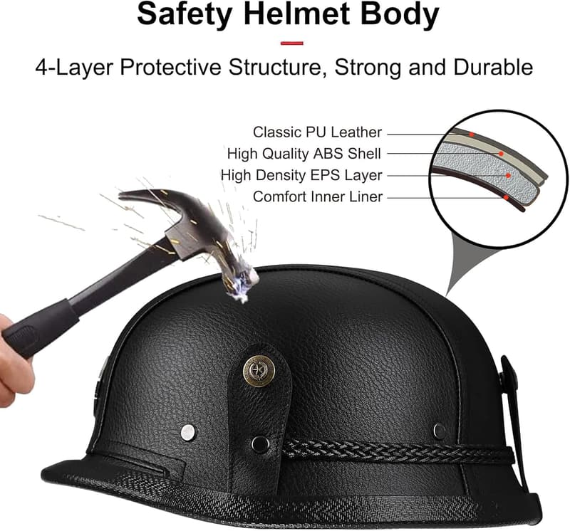 Vintage Open Face Half Helmet for Men & Women - DOT Approved