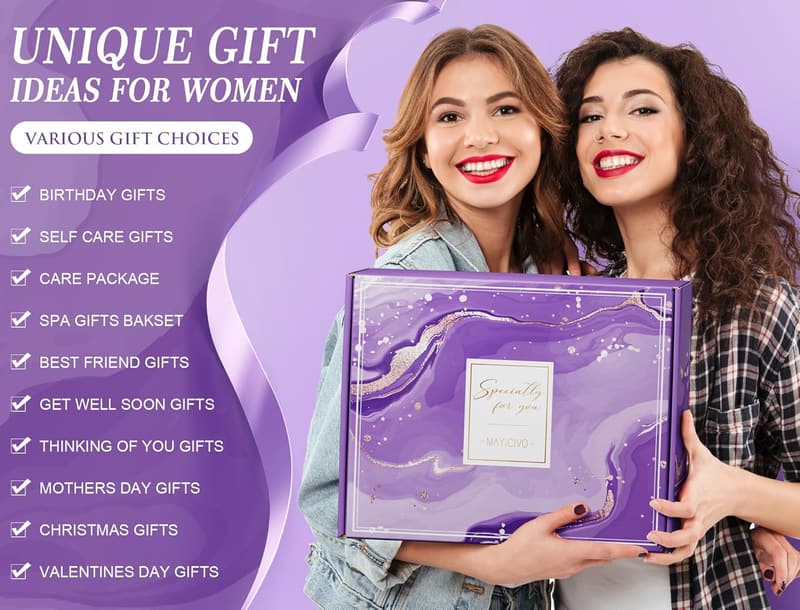 Lavender Spa Gift Basket with Flannel Blanket for Her