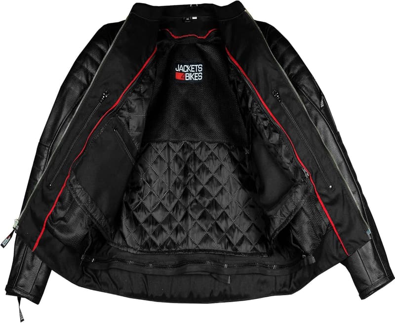 Men's Buffalo Leather Motorcycle Jacket with Vents & Armor - Black XXL