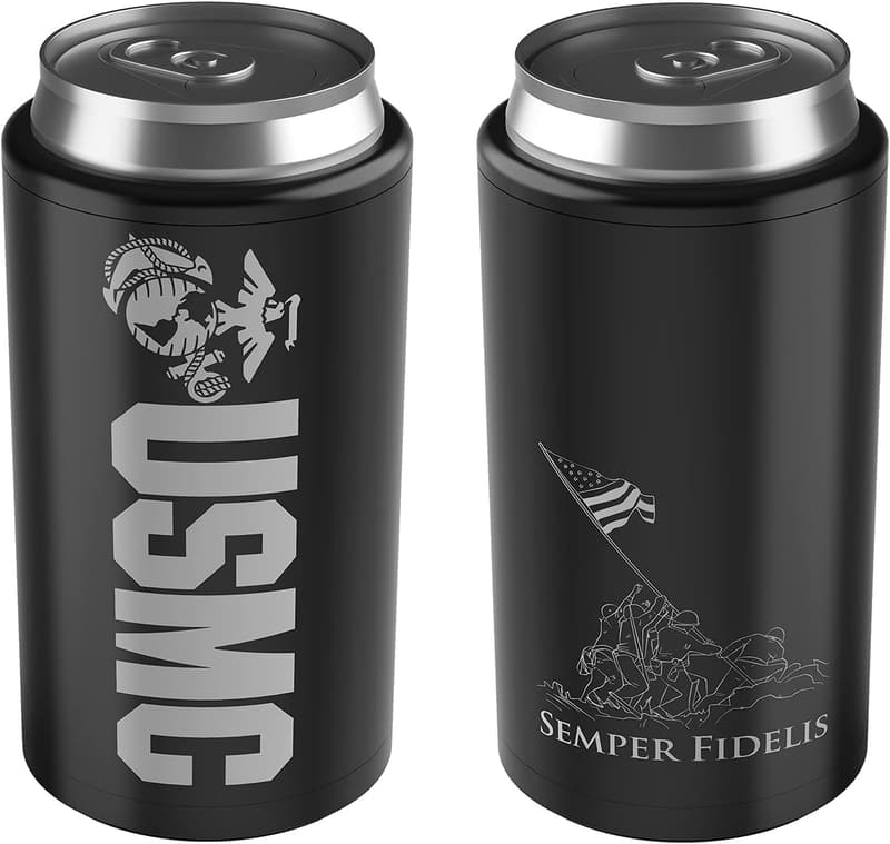 USMC Stainless Steel 4-in-1 Can Cooler for Beer & Slim Cans