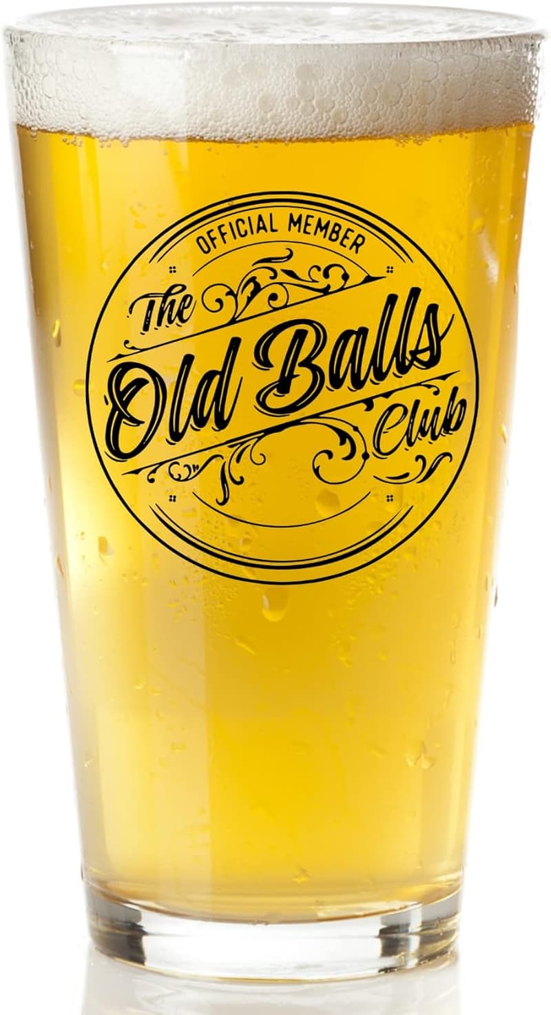 Funny Old Balls Beer Glass - Humorous Gift for Men