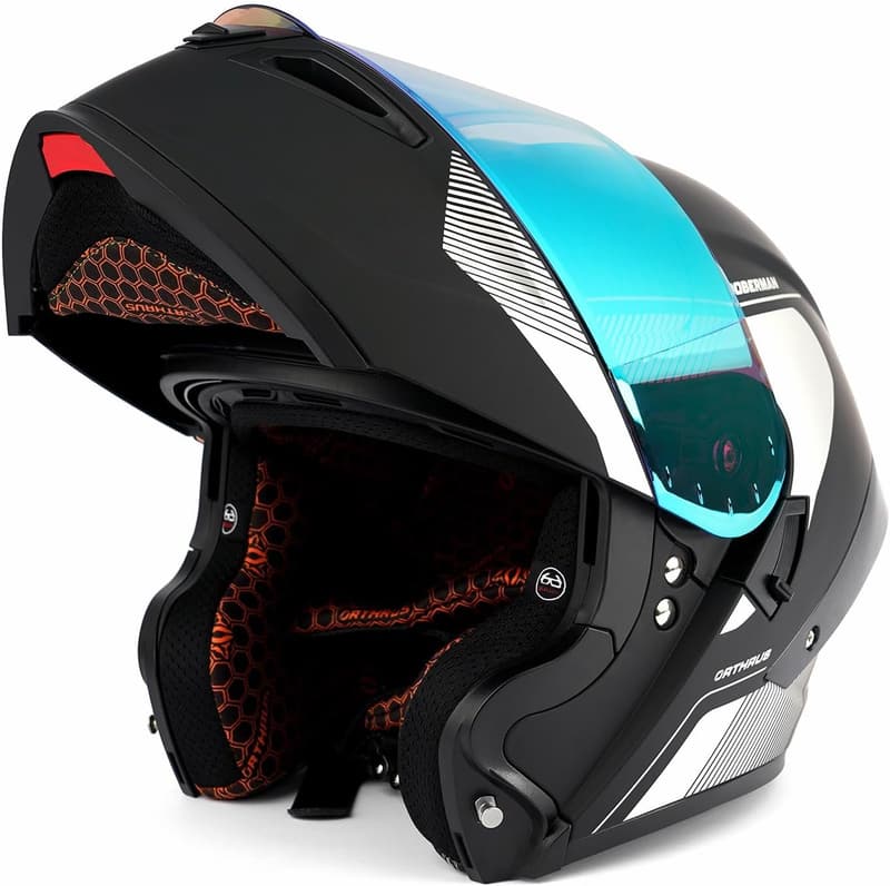 DOT Approved Flip-Up Modular Motorcycle Helmet - Bluetooth Ready, Silver XXL