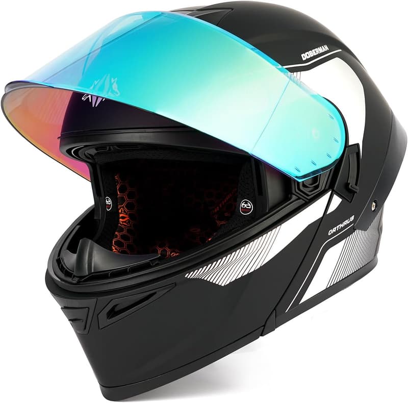 DOT Approved Flip-Up Modular Motorcycle Helmet - Bluetooth Ready, Silver XXL
