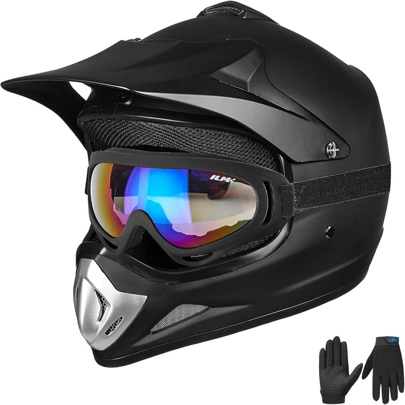 Kids' Full Face Dirt Bike Helmet with Goggles & Gloves