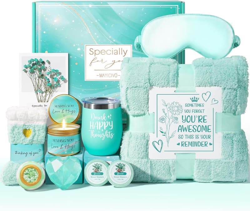 Get Well Soon Spa Gift Basket for Women with Luxury Blanket