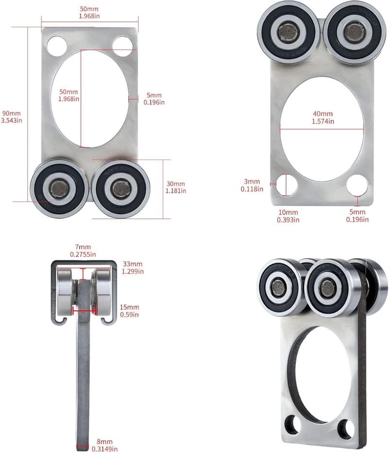 Trolley Assembly Rollers for 1-5/8