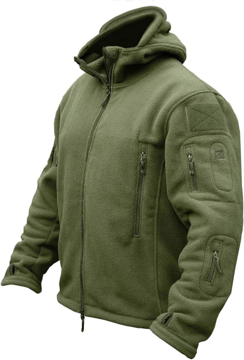 Men's Tactical Fleece Hooded Jacket for Outdoor Adventures