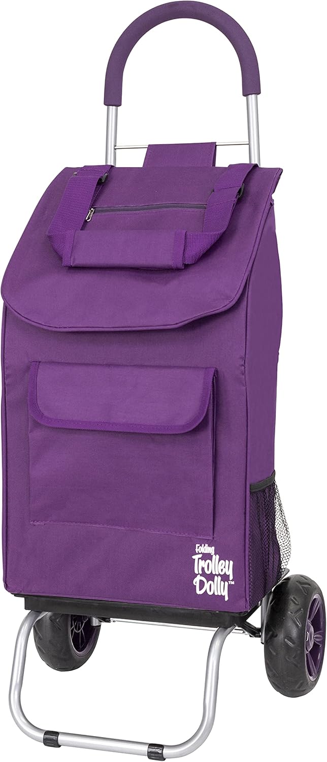 Foldable Purple Shopping Cart with Removable Bag