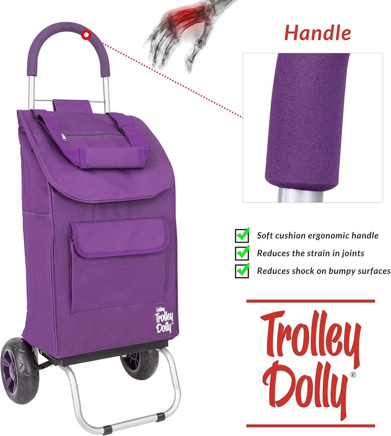 Foldable Purple Shopping Cart with Removable Bag