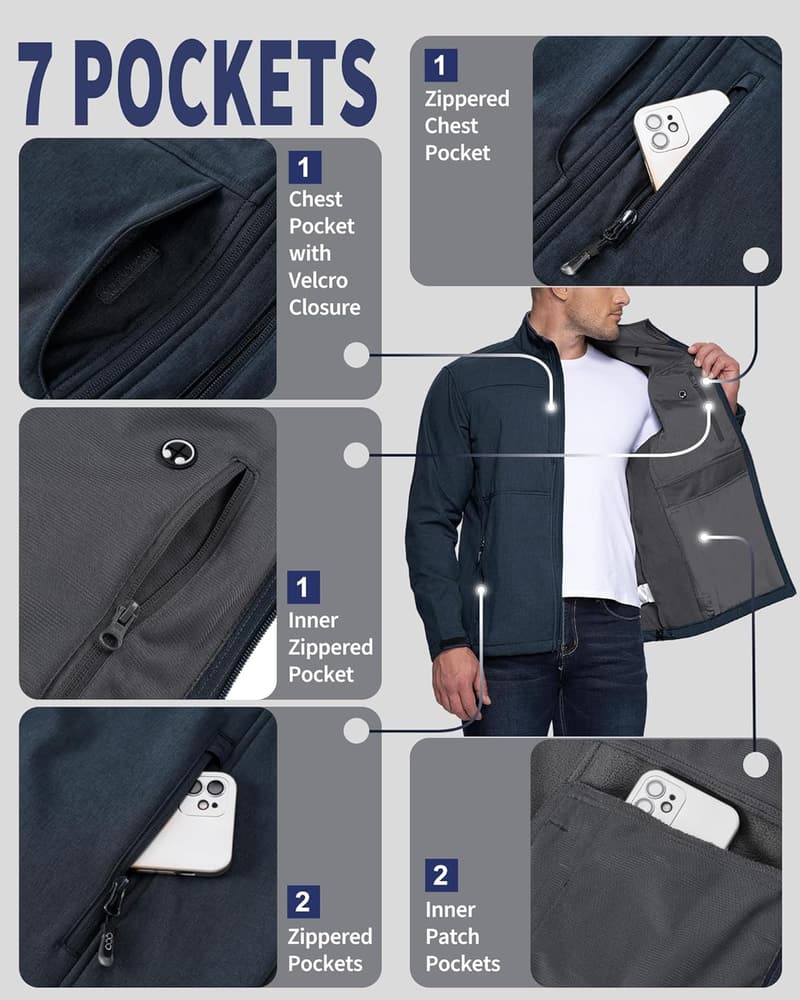 Men's Lightweight Waterproof Softshell Jacket for Hiking