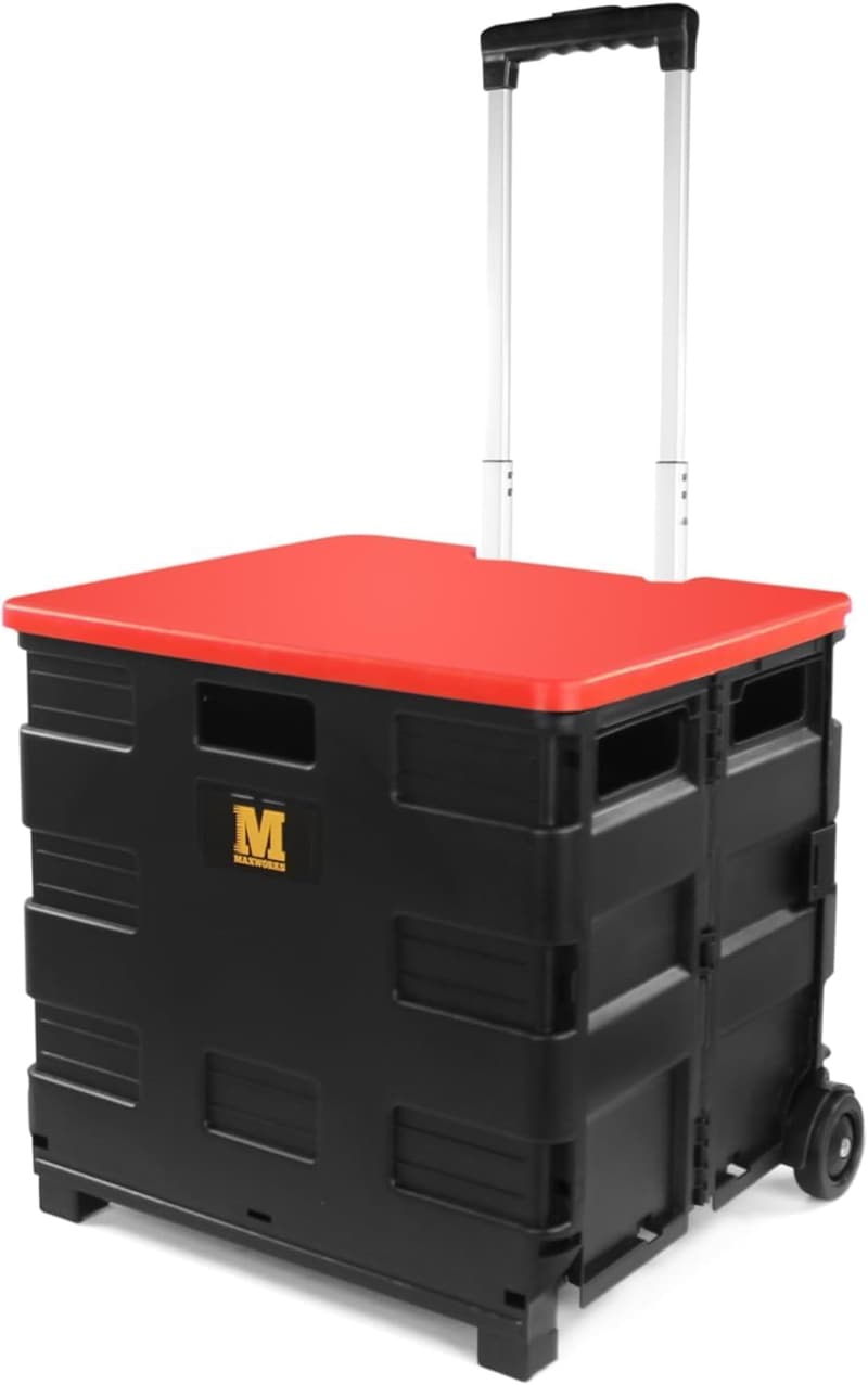 Collapsible Black Rolling Dolly Cart for Teachers - Multi-Functional & Easy-to-Fold