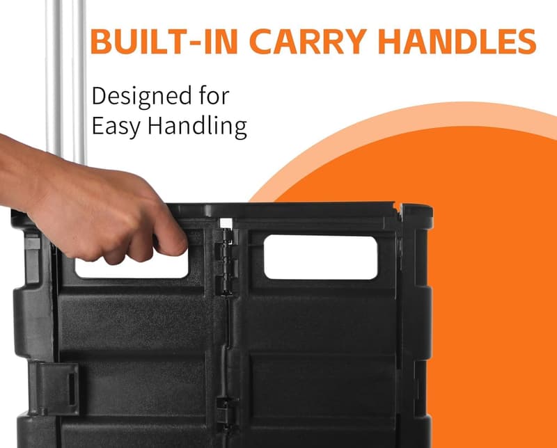 Collapsible Black Rolling Dolly Cart for Teachers - Multi-Functional & Easy-to-Fold