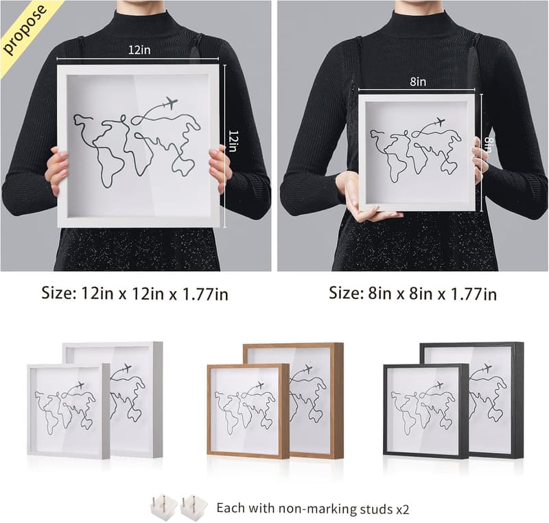 Travel Memories Shadow Box for Concert Tickets (8x8, White)