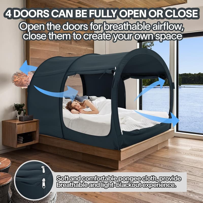 Indoor Privacy Bed Tent Canopy - Pop Up for Kids & Adults