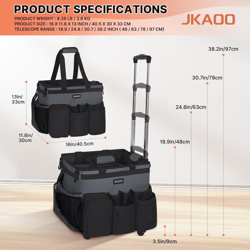 Waterproof Detachable Trolley Cleaning Caddy Bag on Wheels