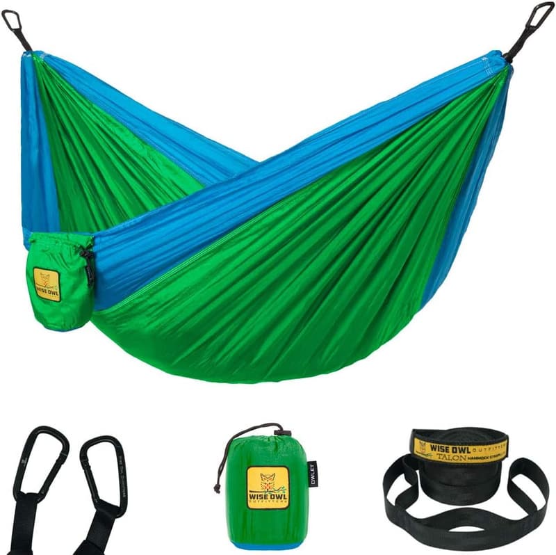 Portable Camping Hammock - Lightweight Parachute Nylon, 500lbs Capacity