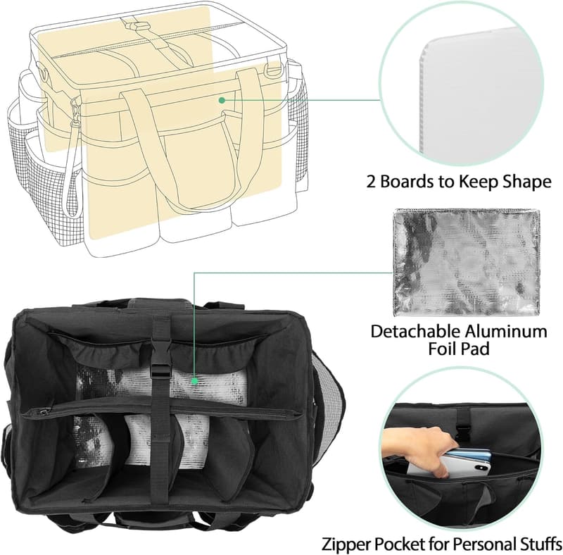 Portable Rolling Cleaning Bag with Trolley for Housekeepers