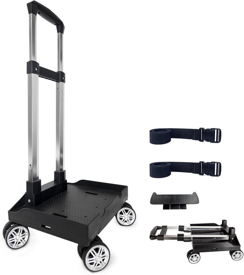 Foldable Wheeled Backpack Trolley Cart for Travel, Aluminum Alloy