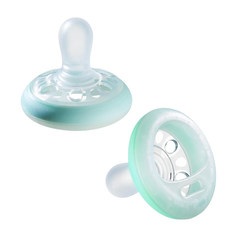 Breast-Like Night Pacifiers for Infants, BPA-Free, Glow-in-the-Dark, 2-Pack