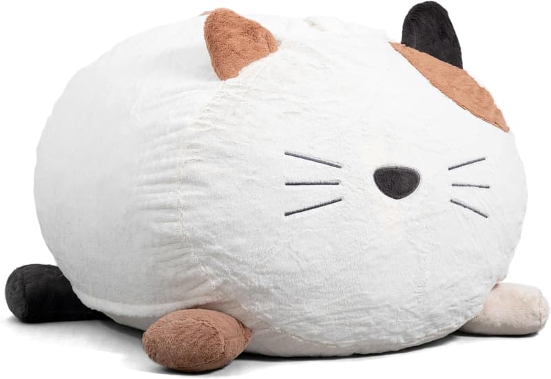 Francesca Feline Foam-Filled Bean Bag Chair - 3 Ft, Soft Faux Fur