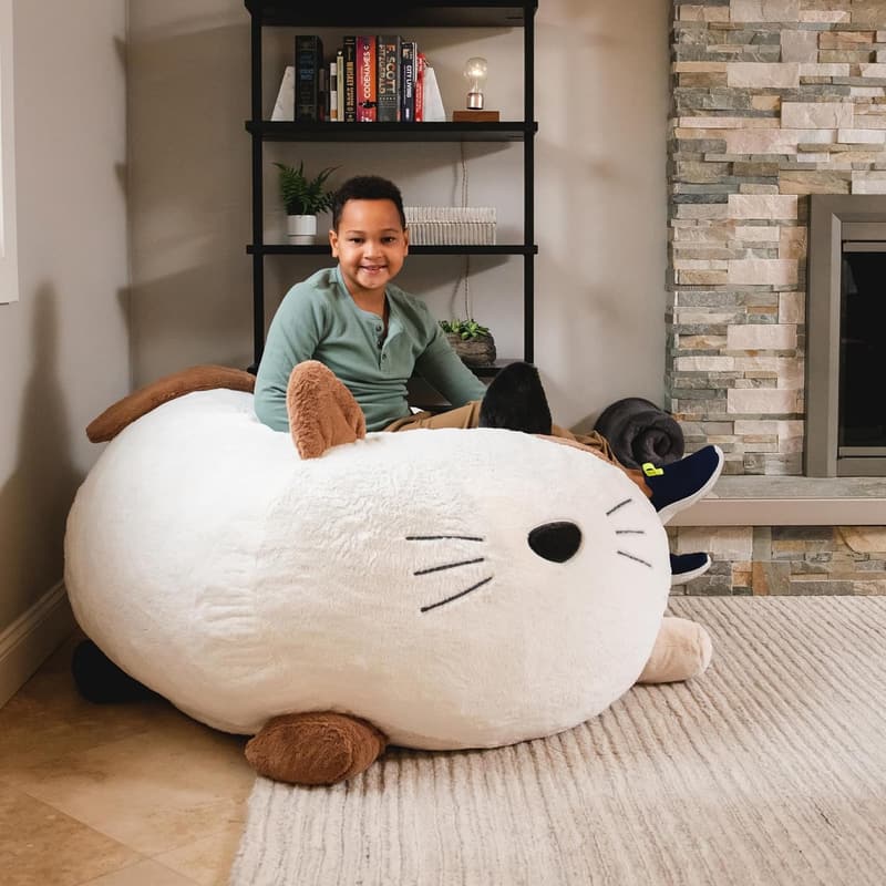 Francesca Feline Foam-Filled Bean Bag Chair - 3 Ft, Soft Faux Fur
