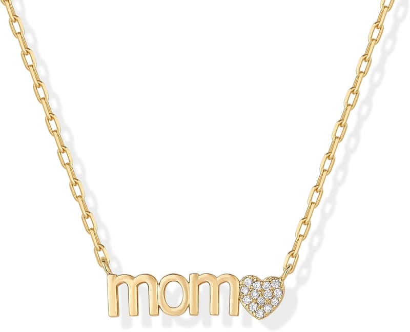 Mother's Day 14K Gold Plated Mom Pendant Necklace for Women