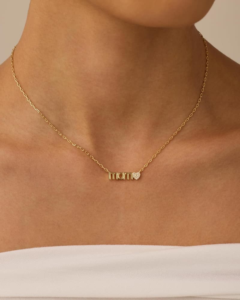 Mother's Day 14K Gold Plated Mom Pendant Necklace for Women