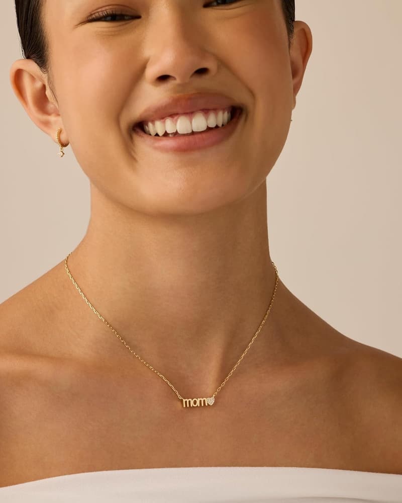 Mother's Day 14K Gold Plated Mom Pendant Necklace for Women