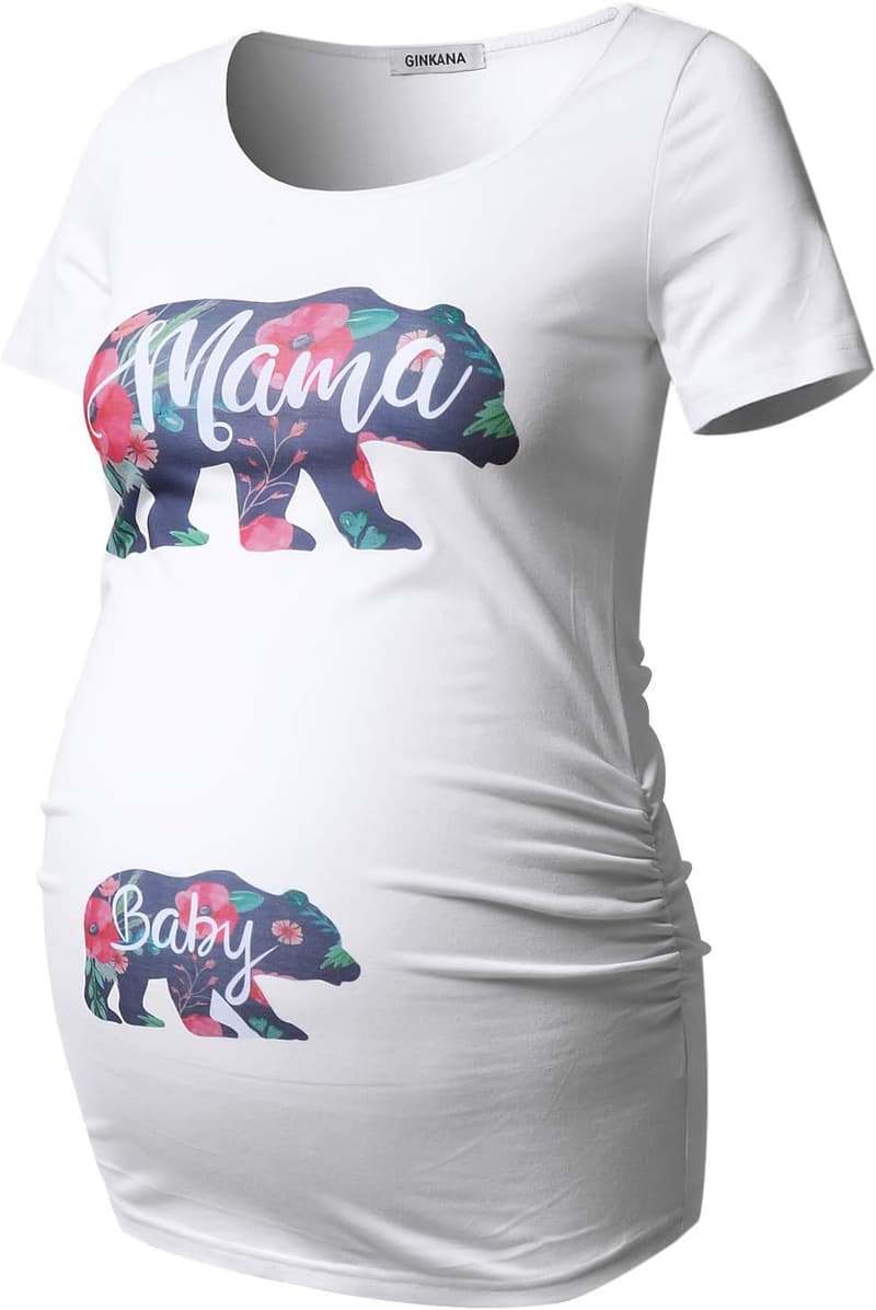 Floral Ruched Short Sleeve Maternity Top for Casual Wear