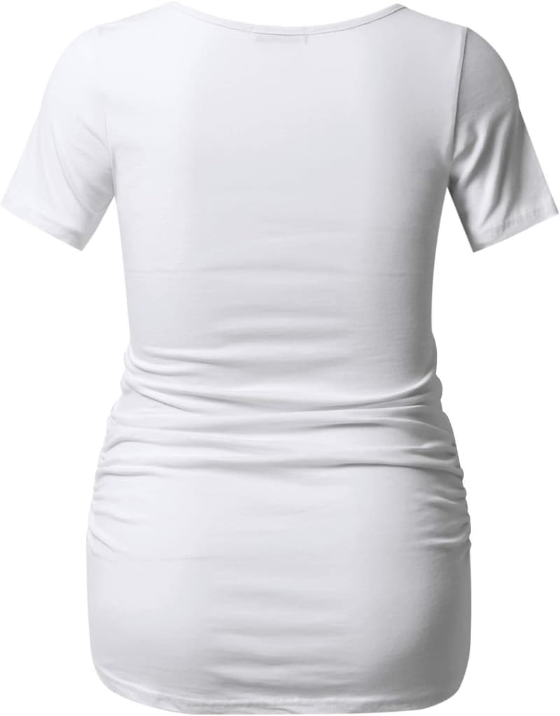 Floral Ruched Short Sleeve Maternity Top for Casual Wear